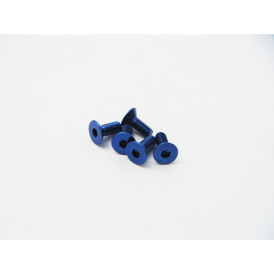 Hiro Seiko  Alloy Hex Socket Flat Head Screw M3x14  (4pcs | Y-Blue)