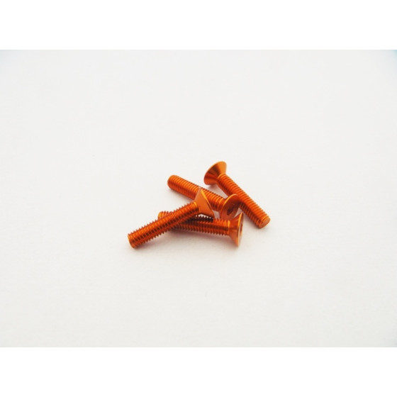 Hiro Seiko  Alloy Hex Socket Flat Head Screw M3x20  (4pcs | Orange)