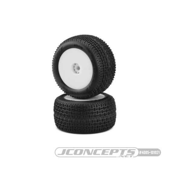 JConcepts Twin Pin - pink compound - pre-mounted, white wheels (2pcs)(Fits - Losi Mini-T 2.0 | Mini-B rear)