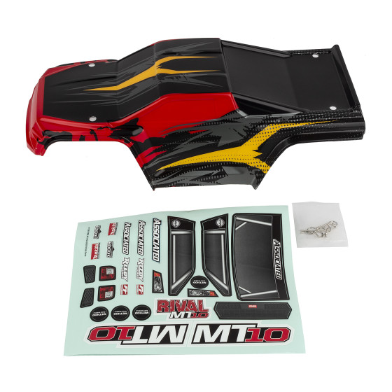 Team Associated RIVAL MT10 Body V2, red/yellow