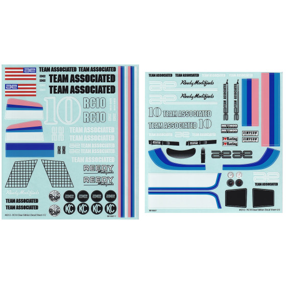 Team Associated RC10CC Decal Sheets