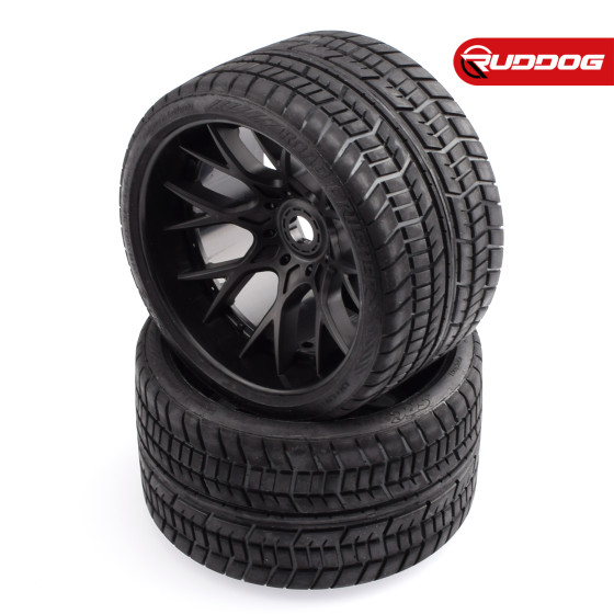 Sweep Road Crusher Onroad Belted tire Black wheels 1/2 offset W/ WHD (146mm Diameter) 2pcs
