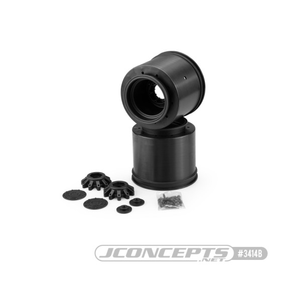 JConcepts Aggressor - 2.6 x 3.8 17mm hex Monster Truck wheel, black (Losi LMT, Traxxas Maxx wheel)
